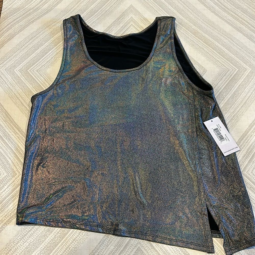 Heroine Sport Women’s Black Halo (Metallic Silver) Wrap Tank Top